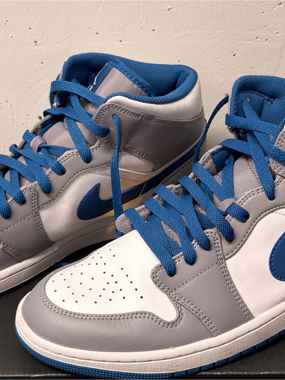 Nike High-Top Sneakers in White, Gray & Blue